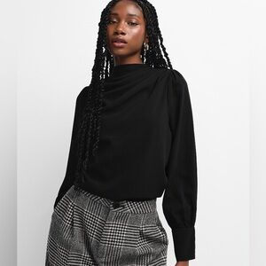 Icone Draped collar shoulder pads blouse